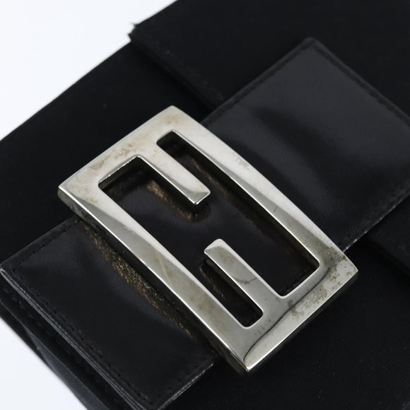 FENDI Mamma Baguette Shoulder Bag Nylon Black Silver Auth 149063