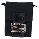 FENDI Mamma Baguette Shoulder Bag Nylon Black Silver Auth 149063-13