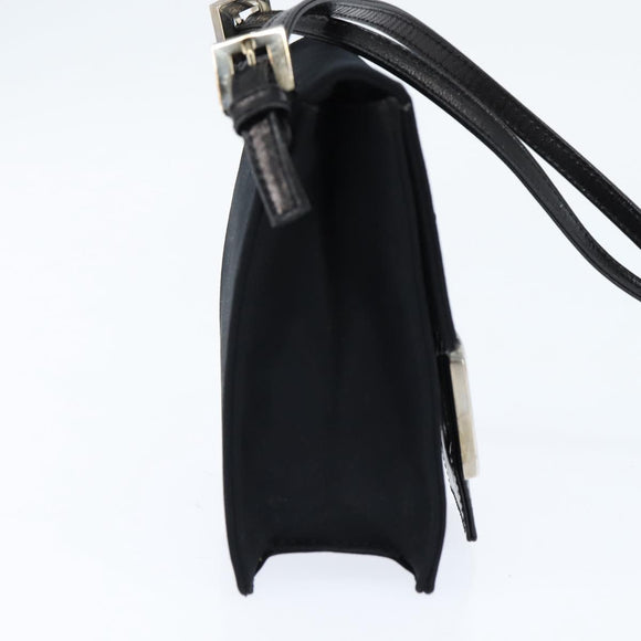 FENDI Mamma Baguette Shoulder Bag Nylon Black Silver Auth 149063