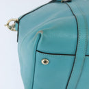 GUCCI Hand Bag Leather 2way Turquoise Blue Gold 309614 Auth 149064-17