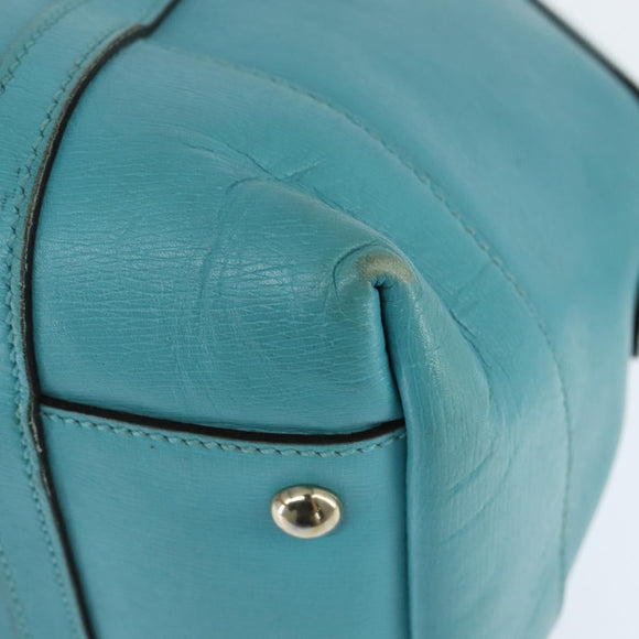 GUCCI Hand Bag Leather 2way Turquoise Blue Gold 309614 Auth 149064