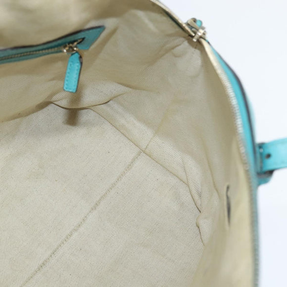 GUCCI Hand Bag Leather 2way Turquoise Blue Gold 309614 Auth 149064