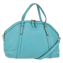 GUCCI Hand Bag Leather 2way Turquoise Blue Gold 309614 Auth 149064-1