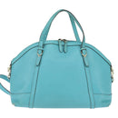 GUCCI Hand Bag Leather 2way Turquoise Blue Gold 309614 Auth 149064-13