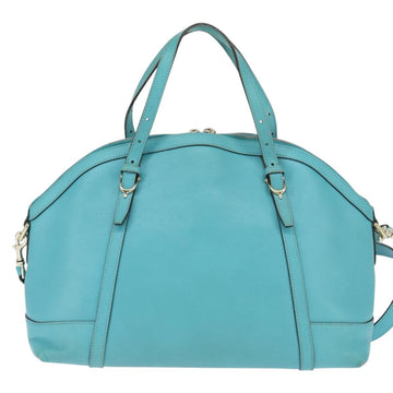 GUCCI Hand Bag Leather 2way Turquoise Blue Gold 309614 Auth 149064 - 0