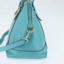 GUCCI Hand Bag Leather 2way Turquoise Blue Gold 309614 Auth 149064-3