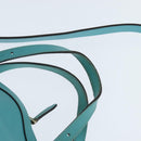 GUCCI Hand Bag Leather 2way Turquoise Blue Gold 309614 Auth 149064-8