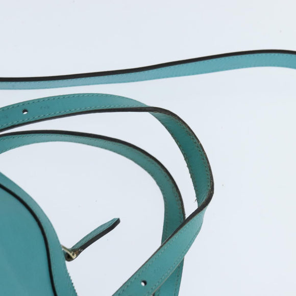 GUCCI Hand Bag Leather 2way Turquoise Blue Gold 309614 Auth 149064