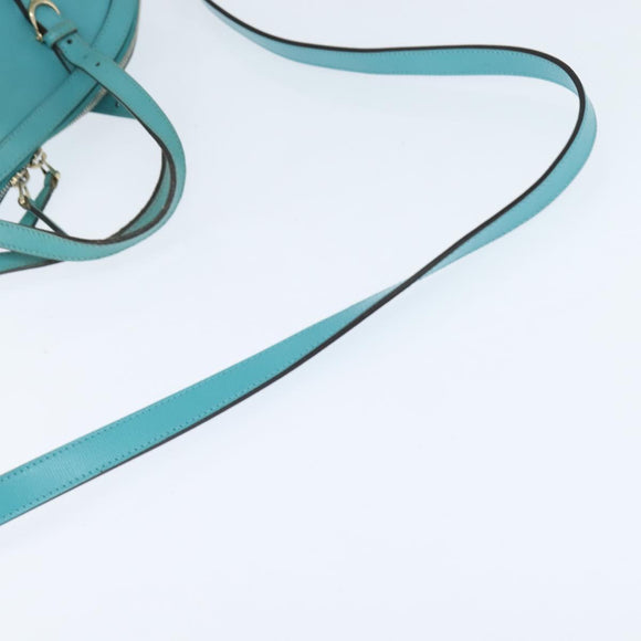 GUCCI Hand Bag Leather 2way Turquoise Blue Gold 309614 Auth 149064