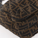 FENDI Zucca Canvas Tote Bag Black Brown Auth 149065-16