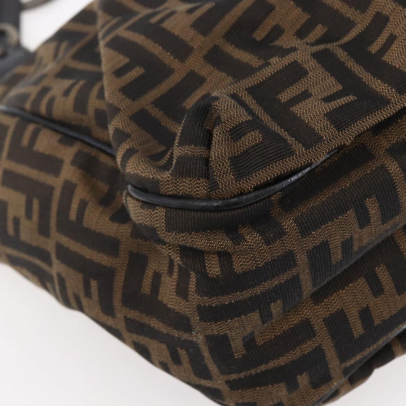 FENDI Zucca Canvas Tote Bag Black Brown Auth 149065