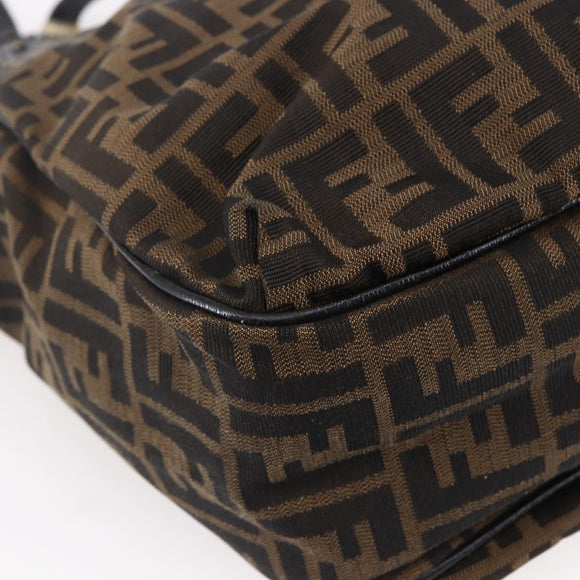 FENDI Zucca Canvas Tote Bag Black Brown Auth 149065