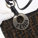 FENDI Zucca Canvas Tote Bag Black Brown Auth 149065-19