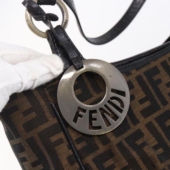 FENDI Zucca Canvas Tote Bag Black Brown Auth 149065