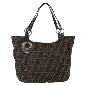 FENDI Zucca Canvas Tote Bag Black Brown Auth 149065