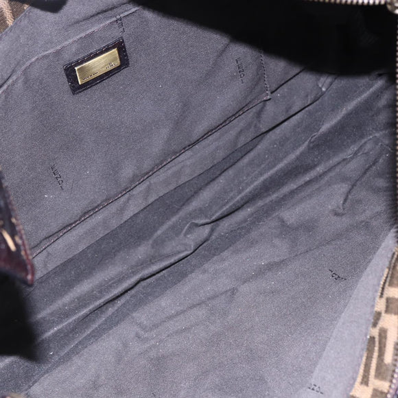 FENDI Zucca Canvas Tote Bag Black Brown Auth 149065