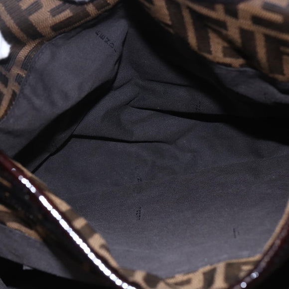 FENDI Zucca Canvas Tote Bag Black Brown Auth 149065