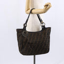 FENDI Zucca Canvas Tote Bag Black Brown Auth 149065-27
