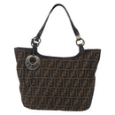 FENDI Zucca Canvas Tote Bag Black Brown Auth 149065-13