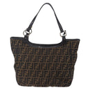 FENDI Zucca Canvas Tote Bag Black Brown Auth 149065-2