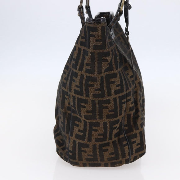 FENDI Zucca Canvas Tote Bag Black Brown Auth 149065