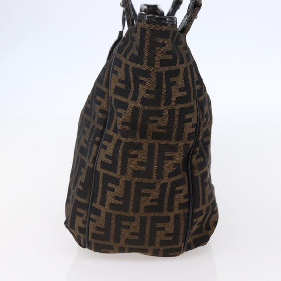 FENDI Zucca Canvas Tote Bag Black Brown Auth 149065