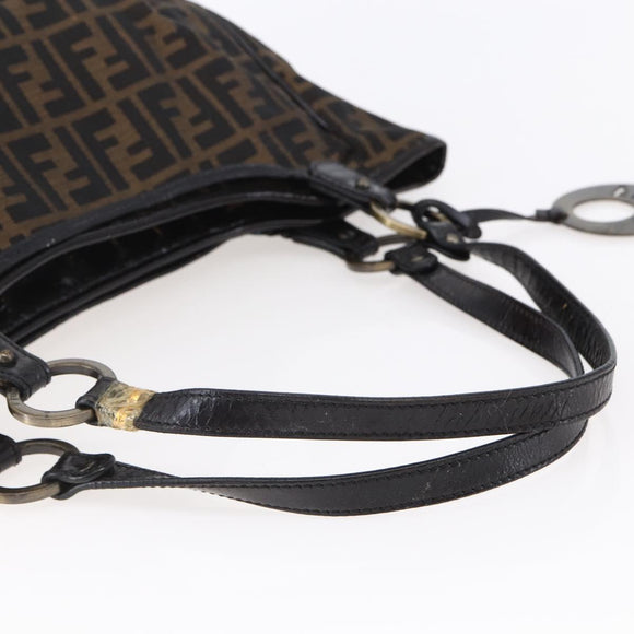 FENDI Zucca Canvas Tote Bag Black Brown Auth 149065