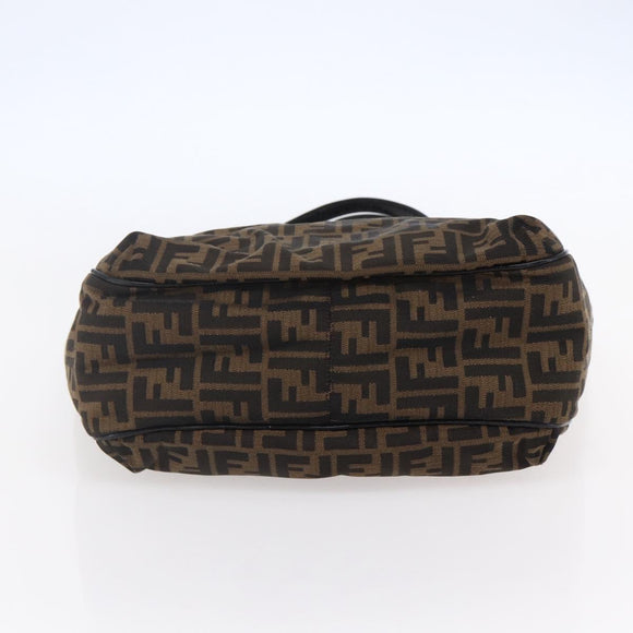 FENDI Zucca Canvas Tote Bag Black Brown Auth 149065