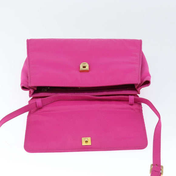 FENDI Hand Bag Nylon 2way Pink Gold Auth 149066