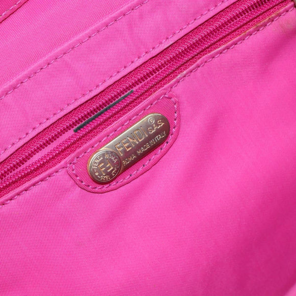 FENDI Hand Bag Nylon 2way Pink Gold Auth 149066