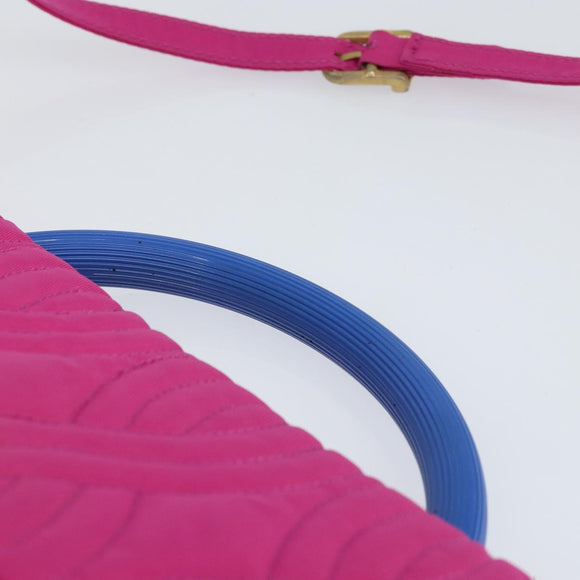 FENDI Hand Bag Nylon 2way Pink Gold Auth 149066