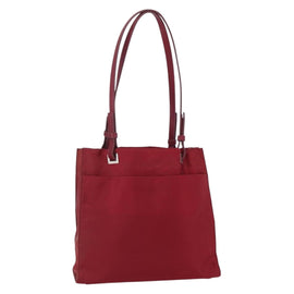PRADA Tote Bag Nylon Red Silver Auth 149067