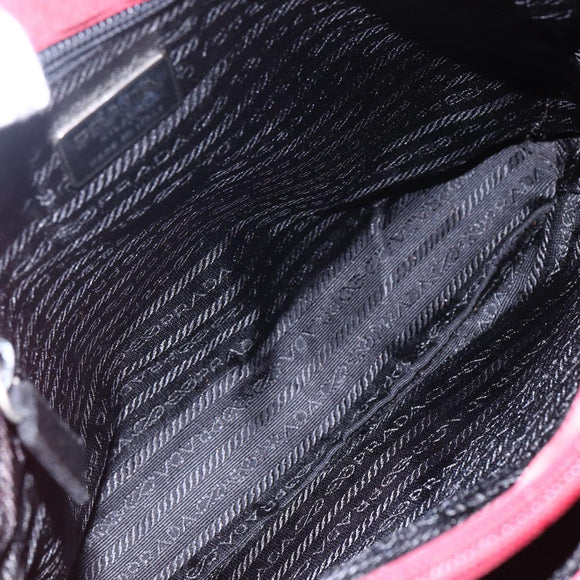 PRADA Tote Bag Nylon Red Silver Auth 149067
