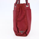 PRADA Tote Bag Nylon Red Silver Auth 149067-3