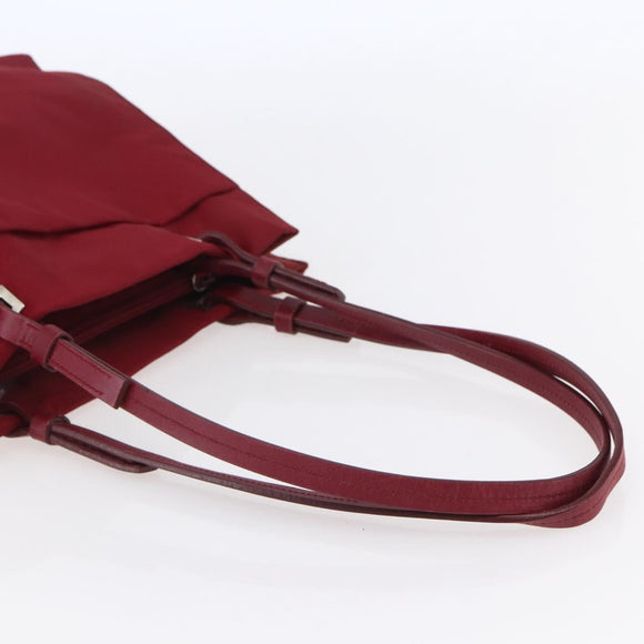 PRADA Tote Bag Nylon Red Silver Auth 149067