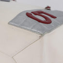 CHANEL Choco Bar Chain Shoulder Bag No5 Canvas Ivory Silver CC Auth 149068-9