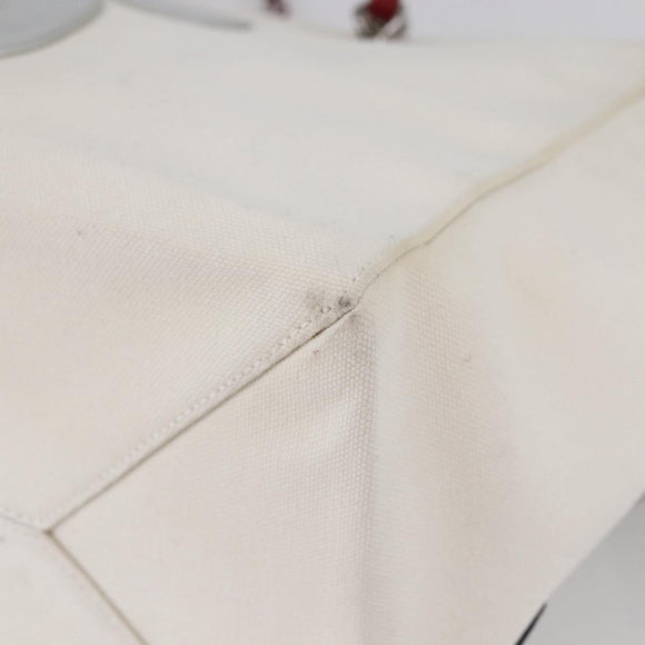 CHANEL Choco Bar Chain Shoulder Bag No5 Canvas Ivory Silver CC Auth 149068