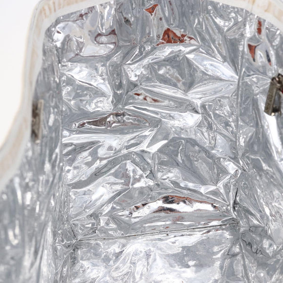 CHANEL Choco Bar Chain Shoulder Bag No5 Canvas Ivory Silver CC Auth 149068