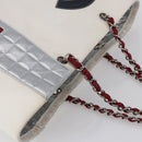 CHANEL Choco Bar Chain Shoulder Bag No5 Canvas Ivory Silver CC Auth 149068-6