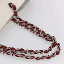 CHANEL Choco Bar Chain Shoulder Bag No5 Canvas Ivory Silver CC Auth 149068-7