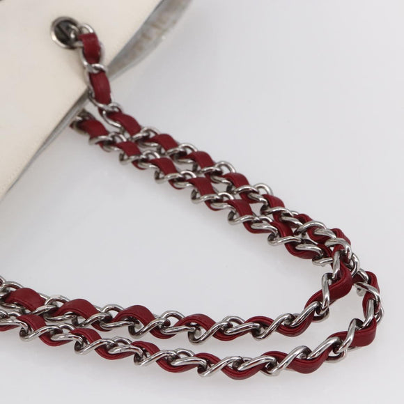 CHANEL Choco Bar Chain Shoulder Bag No5 Canvas Ivory Silver CC Auth 149068