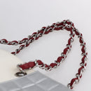 CHANEL Choco Bar Chain Shoulder Bag No5 Canvas Ivory Silver CC Auth 149068-8