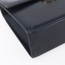 Salvatore Ferragamo Gancini Shoulder Bag Leather Navy Gold Auth 149086-14