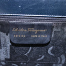 Salvatore Ferragamo Gancini Shoulder Bag Leather Navy Gold Auth 149086-12