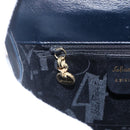 Salvatore Ferragamo Gancini Shoulder Bag Leather Navy Gold Auth 149086-18