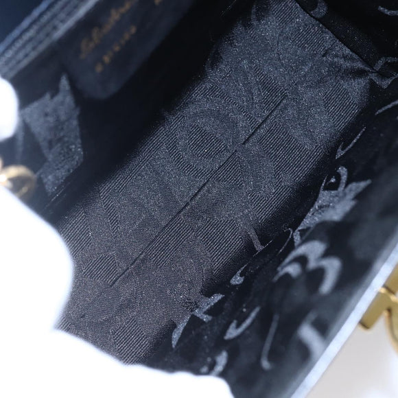 Salvatore Ferragamo Gancini Shoulder Bag Leather Navy Gold Auth 149086