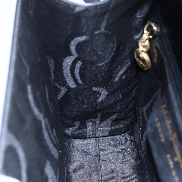 Salvatore Ferragamo Gancini Shoulder Bag Leather Navy Gold Auth 149086