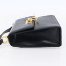 Salvatore Ferragamo Gancini Shoulder Bag Leather Navy Gold Auth 149086-3