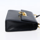Salvatore Ferragamo Gancini Shoulder Bag Leather Navy Gold Auth 149086-4
