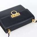 Salvatore Ferragamo Gancini Shoulder Bag Leather Navy Gold Auth 149086-6